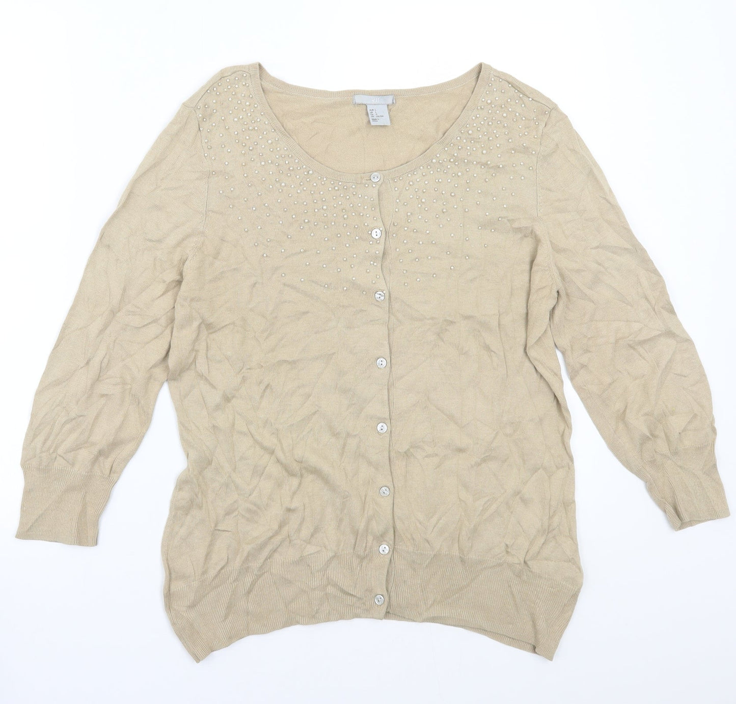 Womens UK Size L H&M Beige Cardigan Jumper