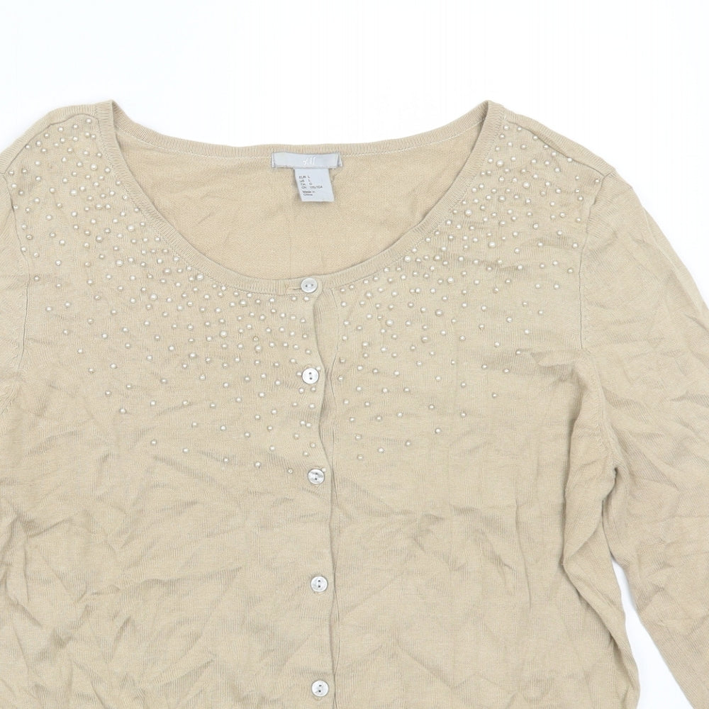 Womens UK Size L H&M Beige Cardigan Jumper