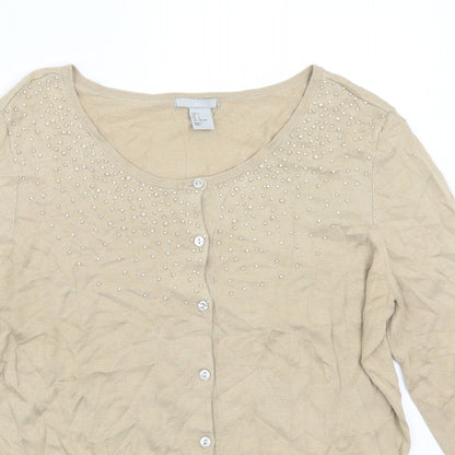 Womens UK Size L H&M Beige Cardigan Jumper