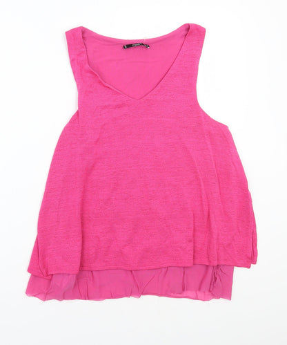Womens UK Size M Mango Pink Basic T-Shirt