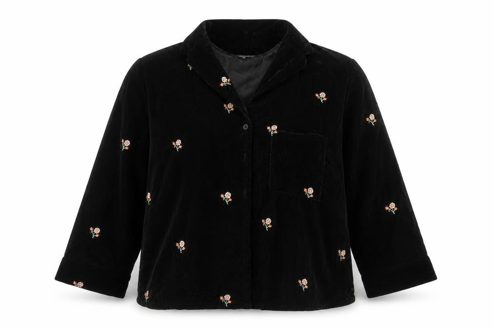 New Look Womens Black Floral  Basic Button-Up Size 8