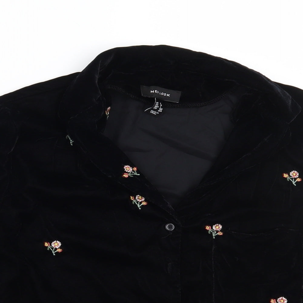 Womens UK Size 8 Newlook Black Basic Button-Up