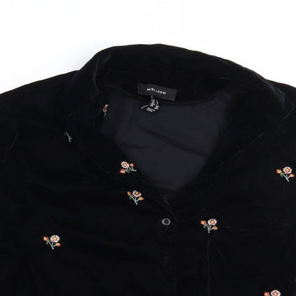 Womens UK Size 8 Newlook Black Basic Button-Up