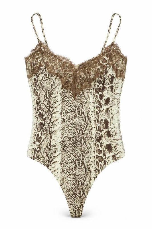 Womens UK Size 8 PRETTYLITTLETHING One-Piece Beige Bodysuit