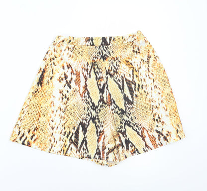 Boohoo Womens Orange Animal Print  Hot Pants Shorts Size 8
