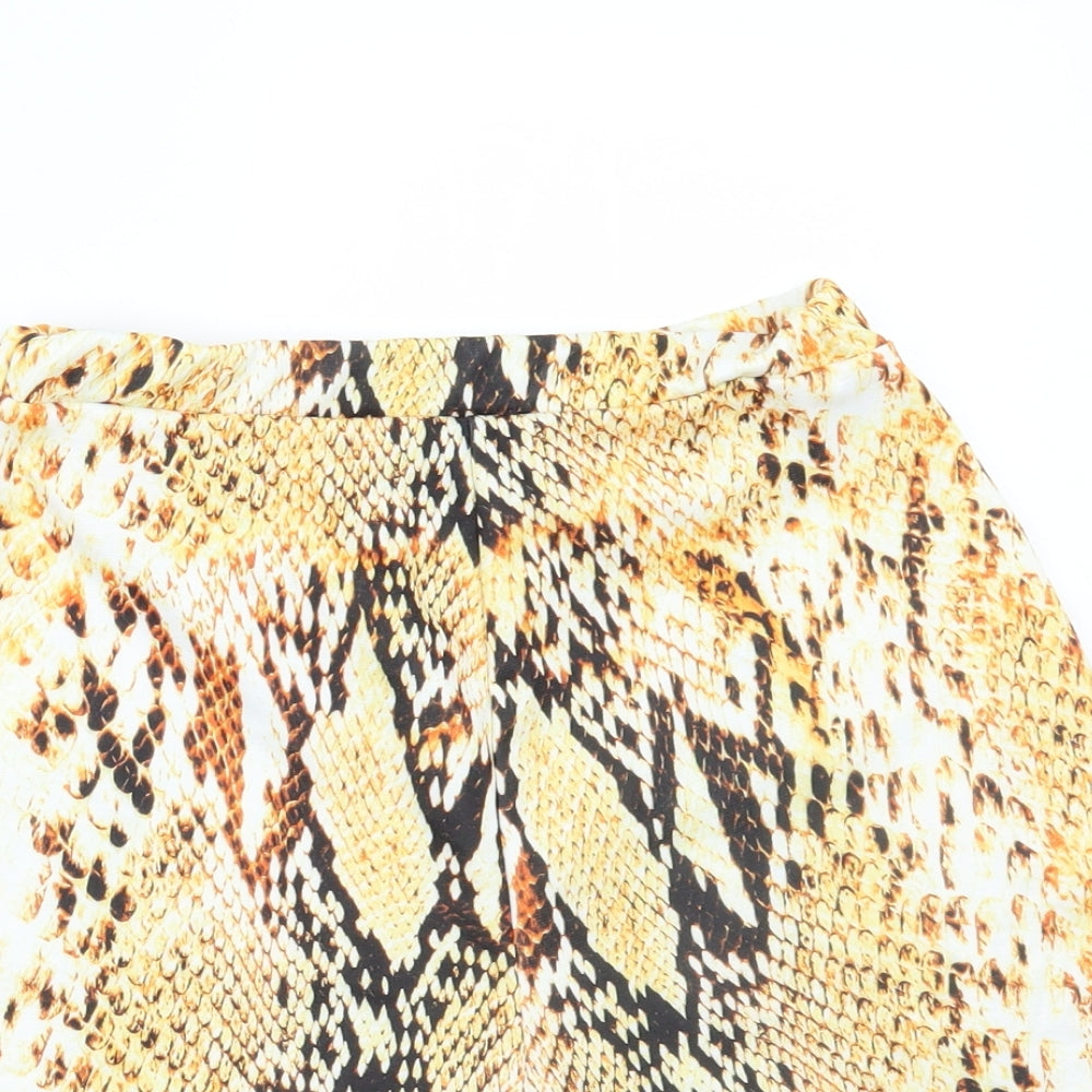 Boohoo Womens Orange Animal Print  Hot Pants Shorts Size 8