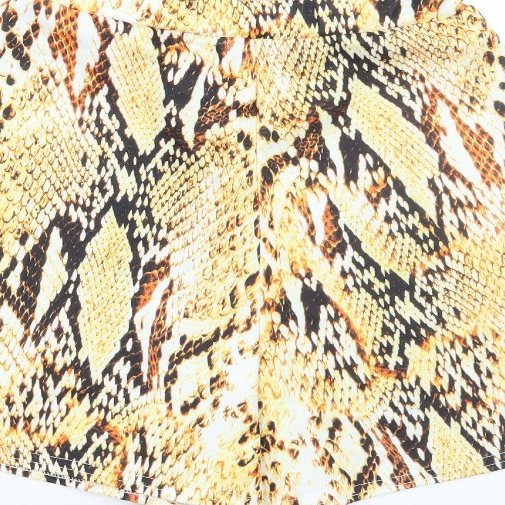Boohoo Womens Orange Animal Print  Hot Pants Shorts Size 8