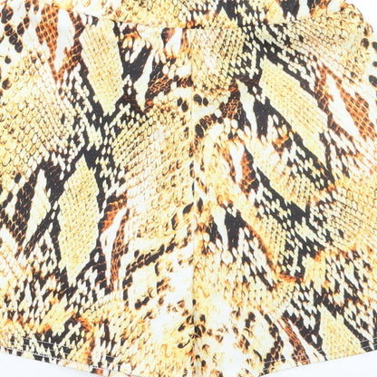 Boohoo Womens Orange Animal Print  Hot Pants Shorts Size 8
