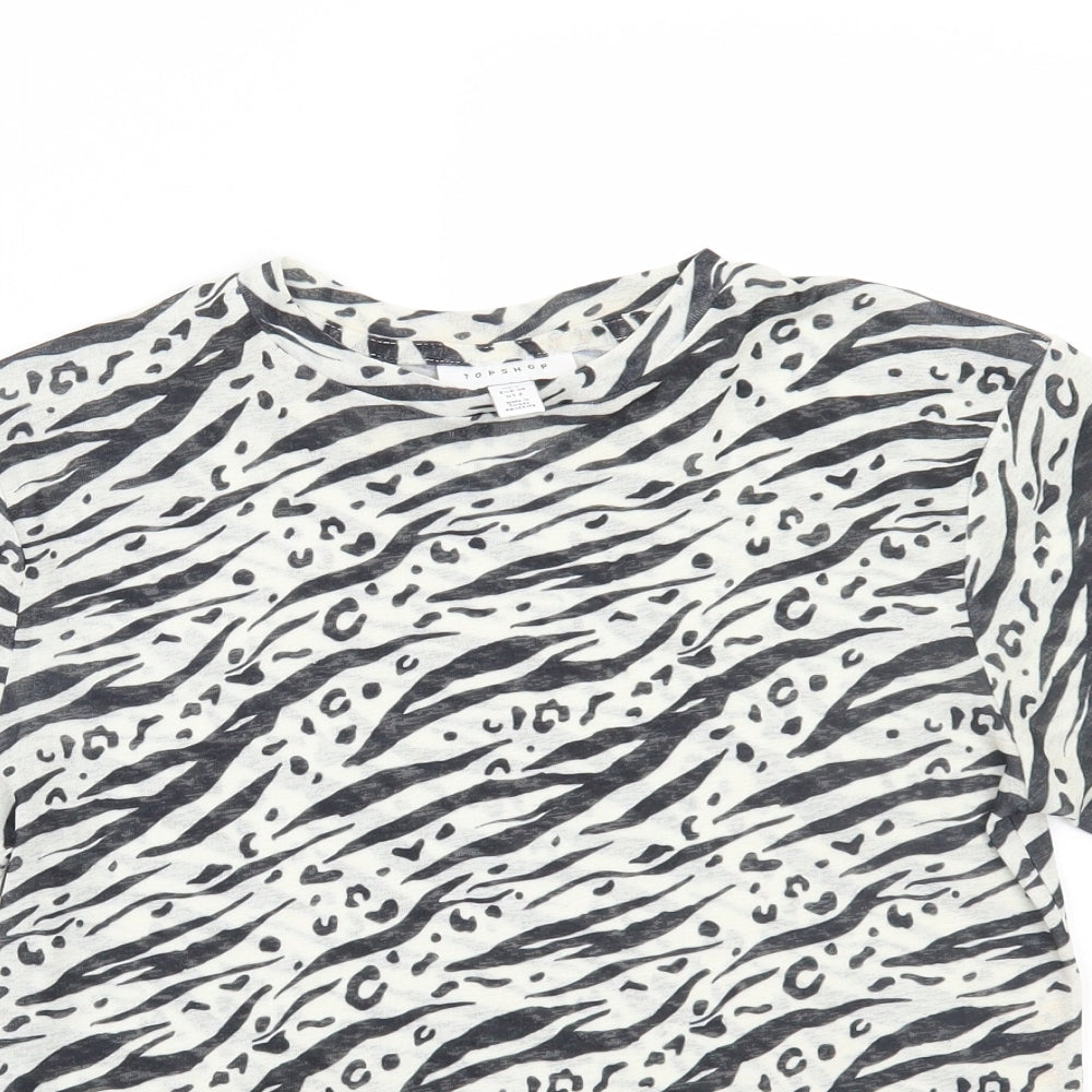 Womens UK Size 8 Topshop White Basic T-Shirt