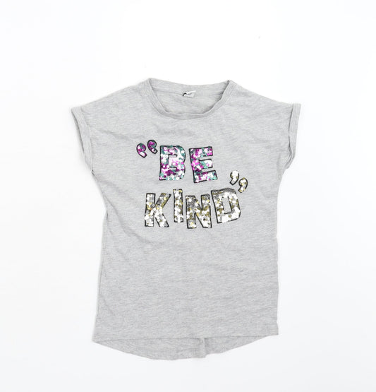 TU Girls Grey   Basic T-Shirt Size 9 Years  - Be Kind