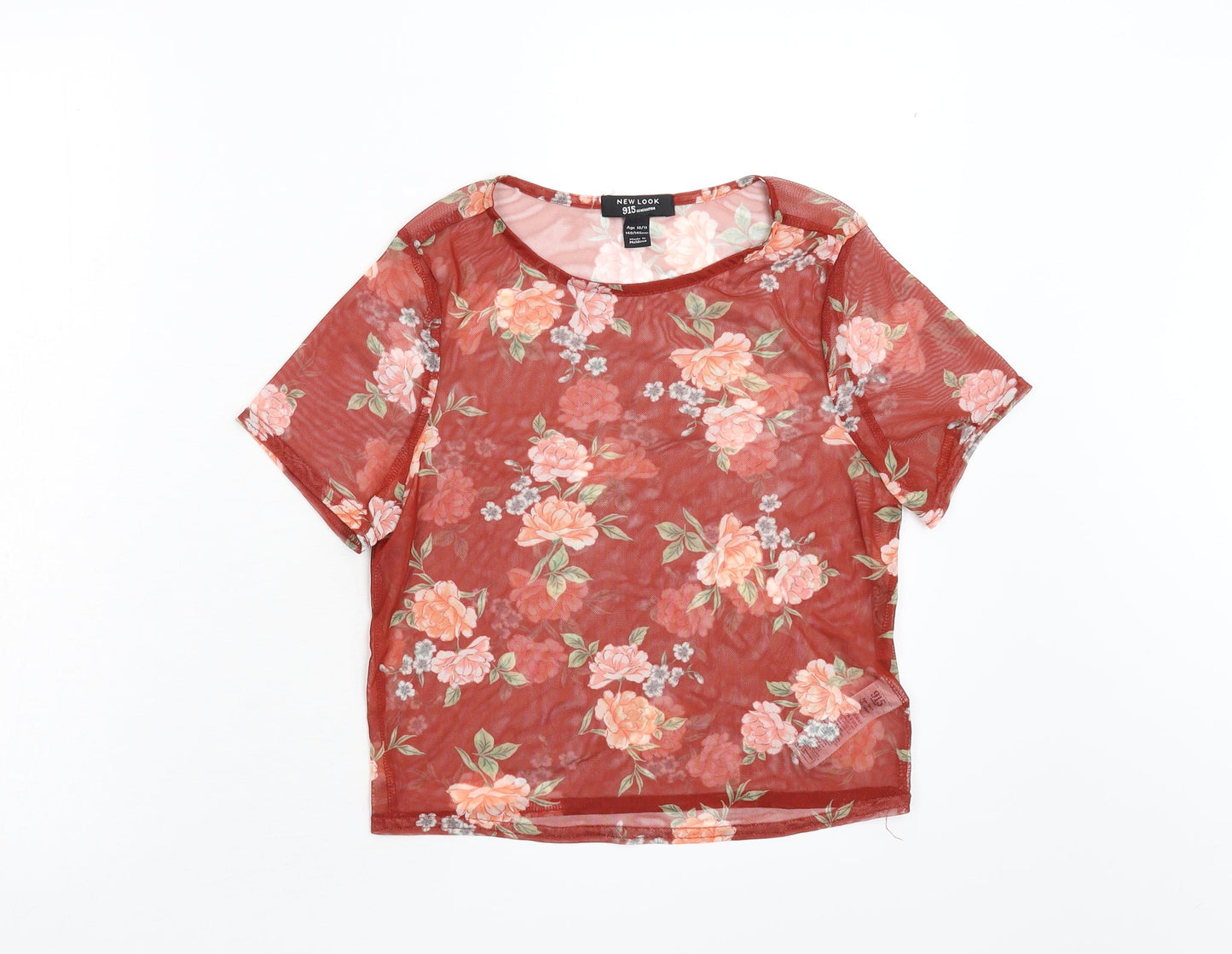 New Look 915 Girls Orange Floral  Basic Blouse Size 10-11 Years