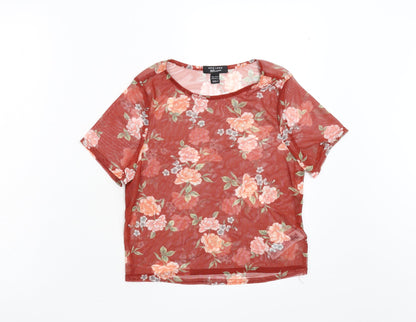New Look 915 Girls Orange Floral  Basic Blouse Size 10-11 Years