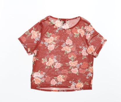 New Look 915 Girls Orange Floral  Basic Blouse Size 10-11 Years