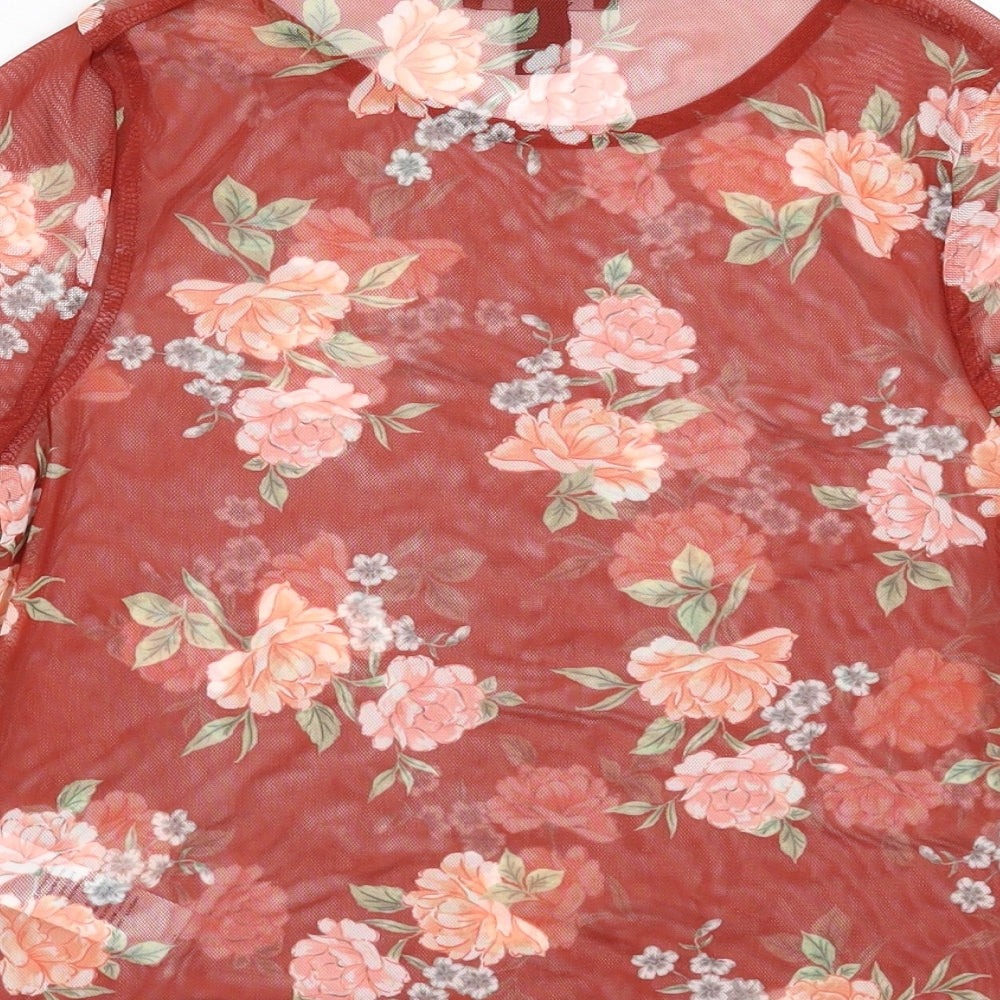 New Look 915 Girls Orange Floral  Basic Blouse Size 10-11 Years