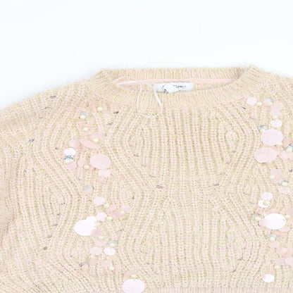 Womens UK Size M Wild Flower Pink Pullover Jumper