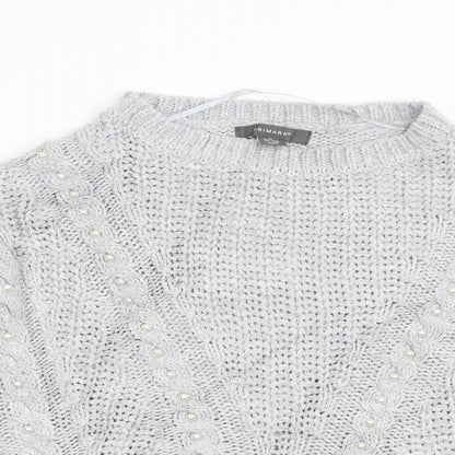 Primark Womens Grey  Knit Pullover Jumper Size M