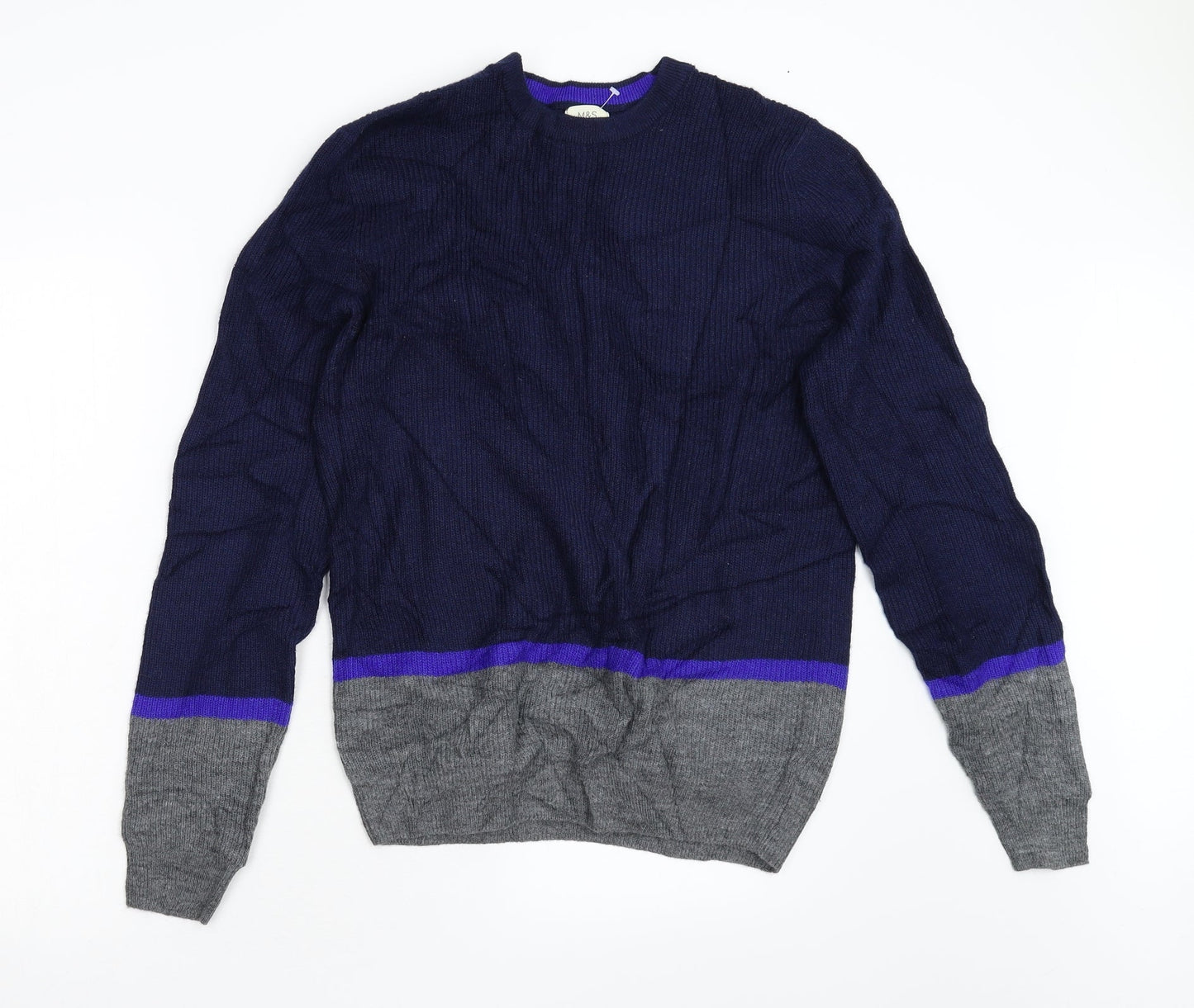 M&S Mens Blue  Knit Pullover Jumper Size M