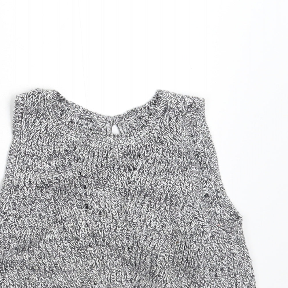 M&S Girls Grey  Knit Pullover Jumper Size 3-4 Years