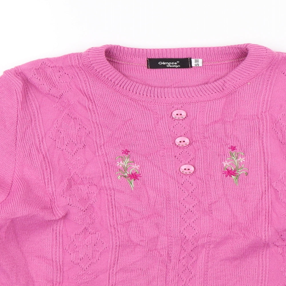 Womens UK Size S Glimpse Design Pink Pullover Jumper