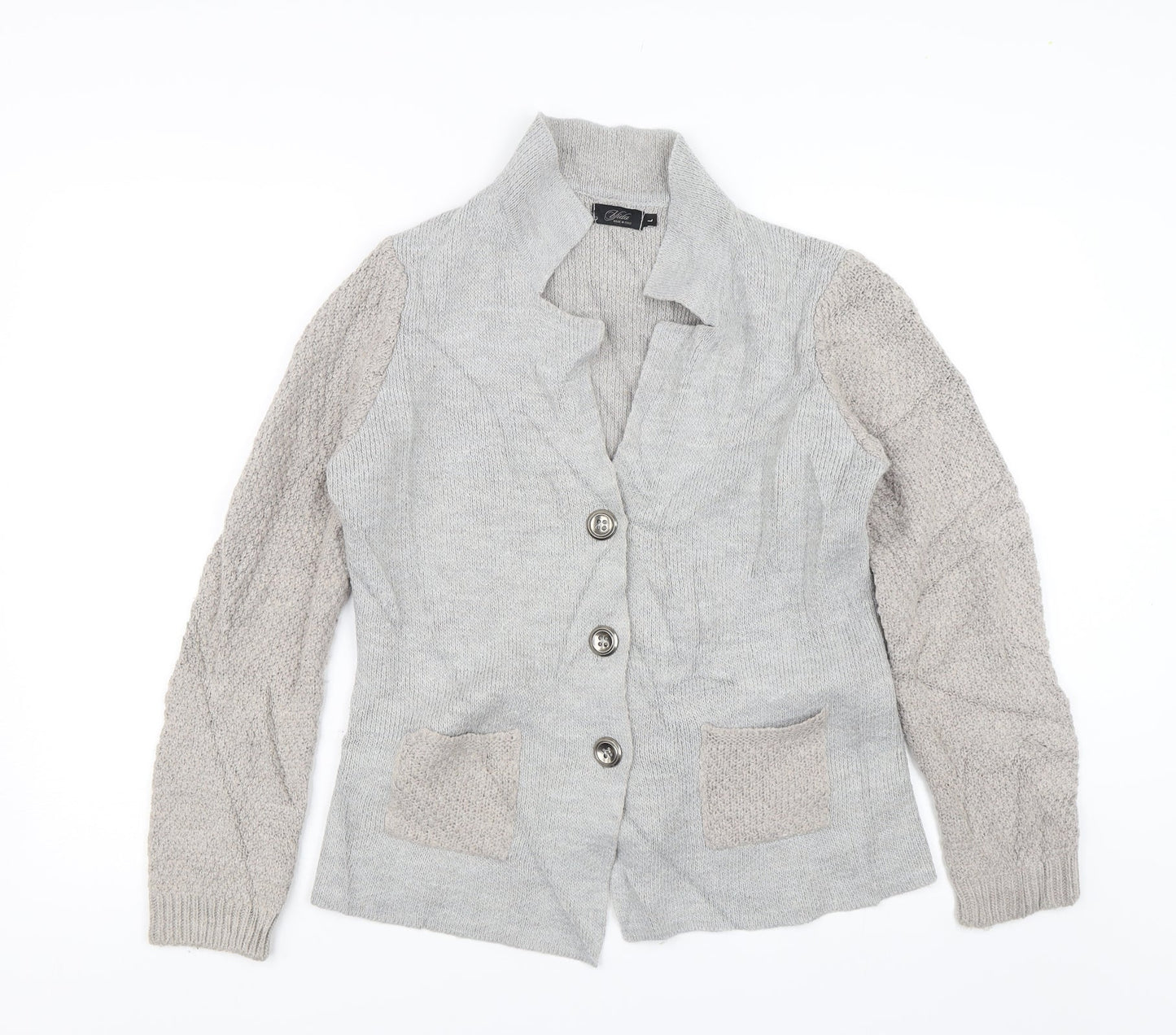 Mida Womens Grey   Cardigan Jumper Size L