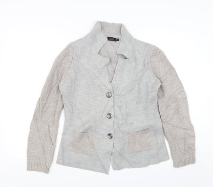 Mida Womens Grey   Cardigan Jumper Size L
