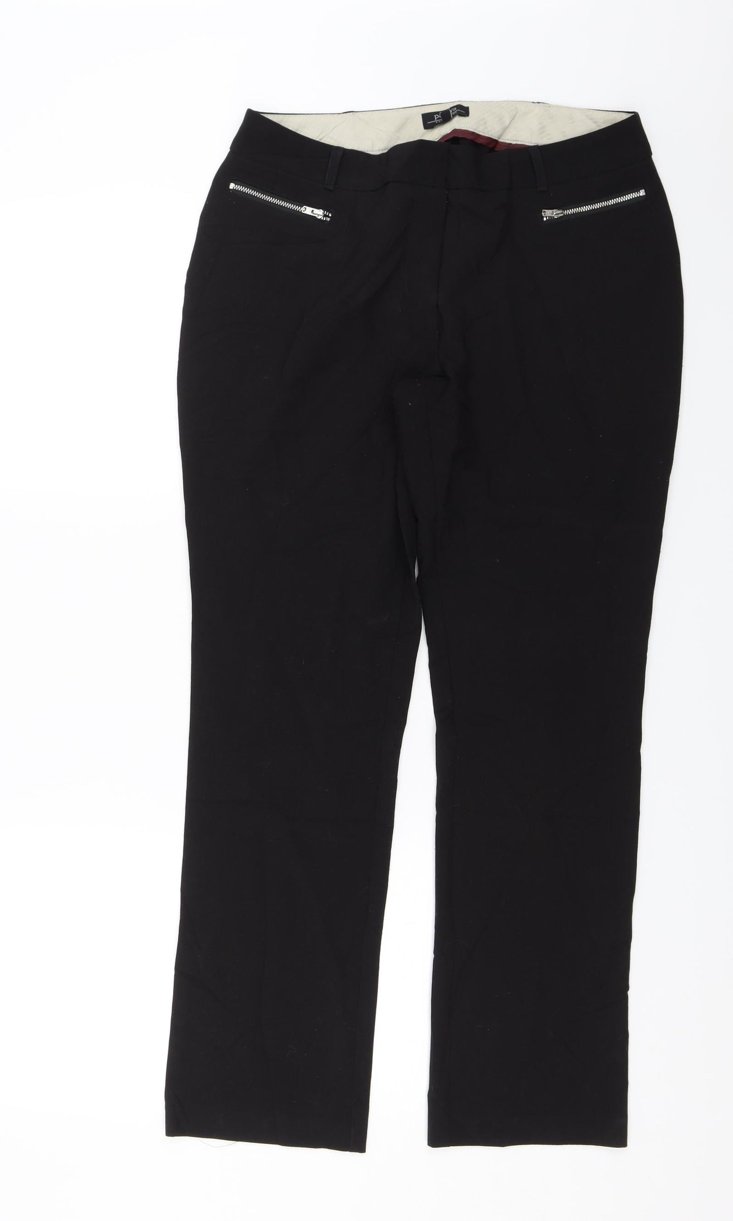Womens UK Size 12 Papaya Regular Fit Dress Pants Black Trousers