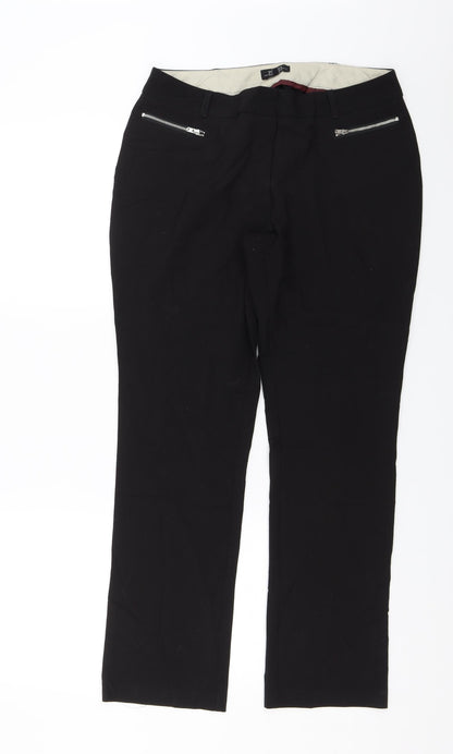 Womens UK Size 12 Papaya Regular Fit Dress Pants Black Trousers