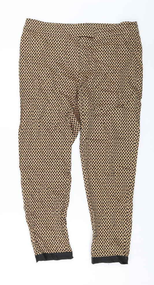 M&S Womens Gold Geometric  Trousers  Size 12 L23 in