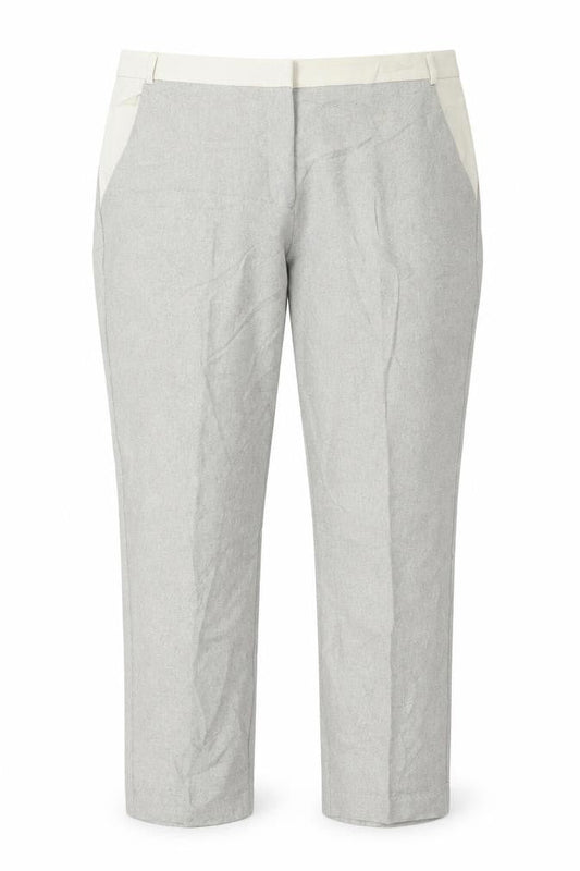 Front view of Atmosphere women’s grey dress pants trousers, size UK 16, 22-inch leg