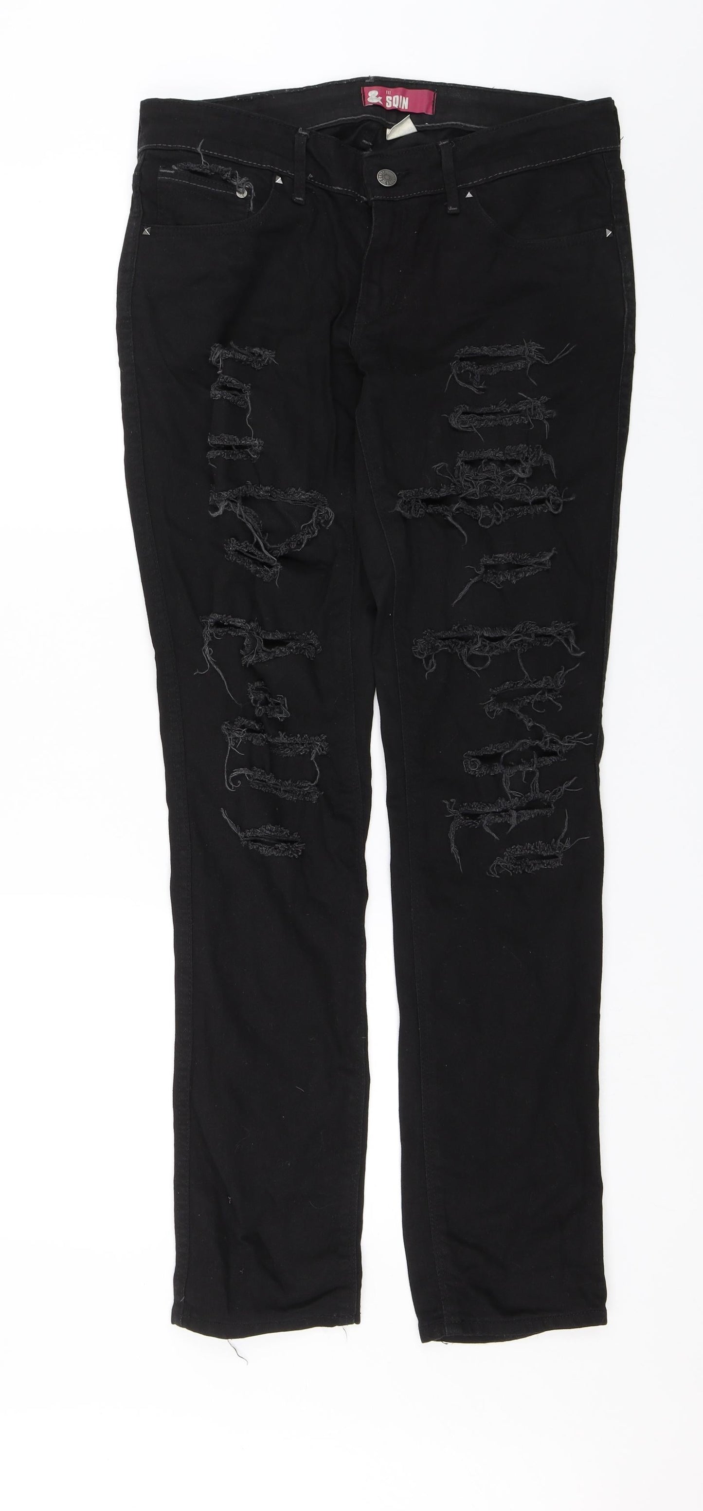 Fit Squin Womens Black  Denim Skinny Jeans Size 30 in L30 in