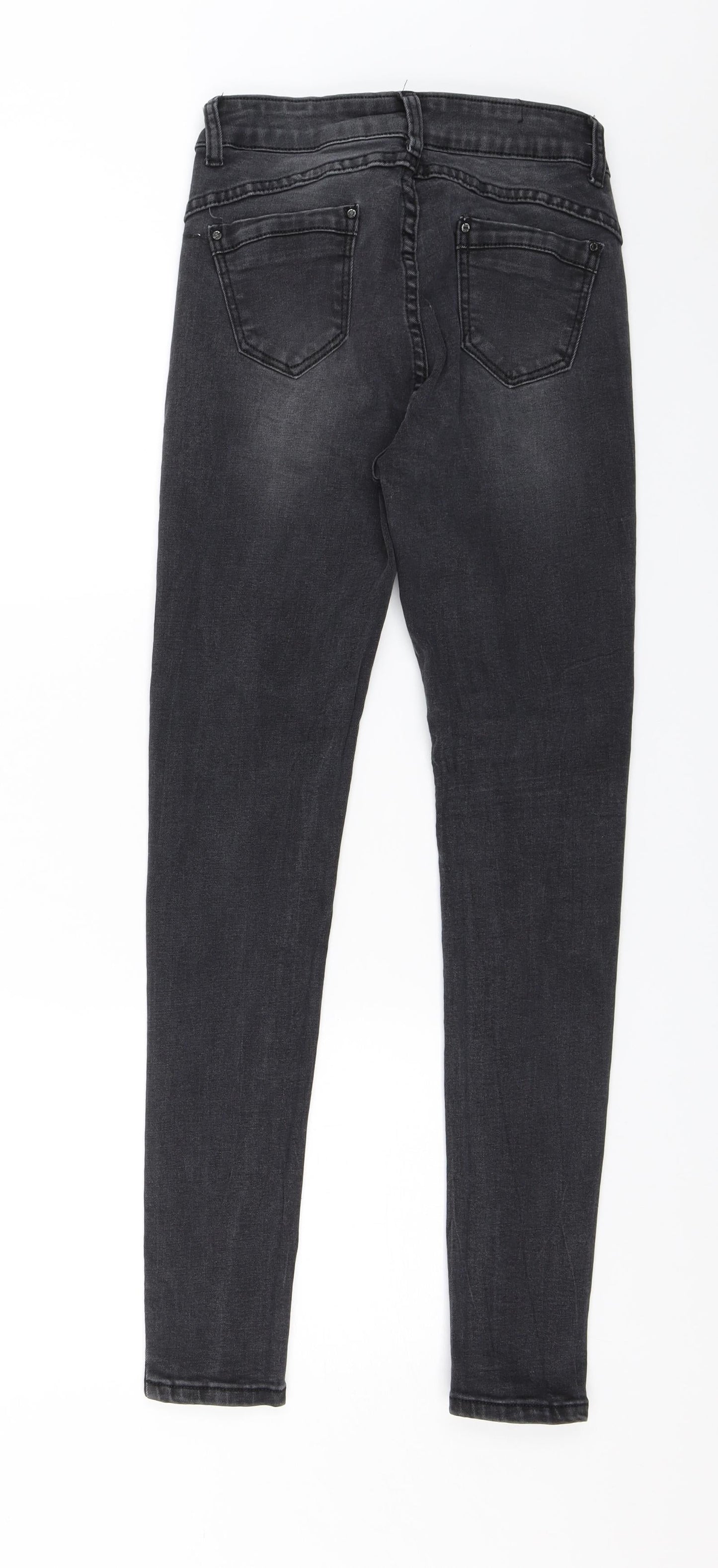 Womens UK Size 8 By Sasha Regular Fit Skinny Black Jeans