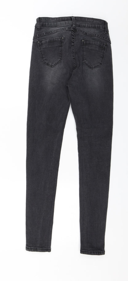 Womens UK Size 8 By Sasha Regular Fit Skinny Black Jeans