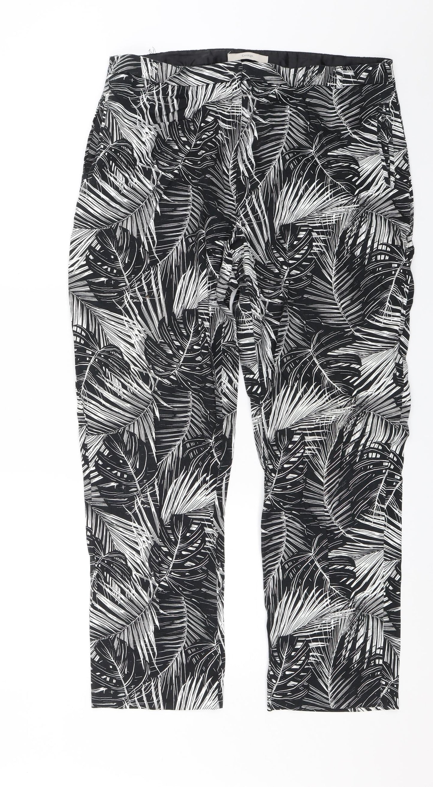 George Womens Black Floral  Chino Trousers Size 35 in L25 in