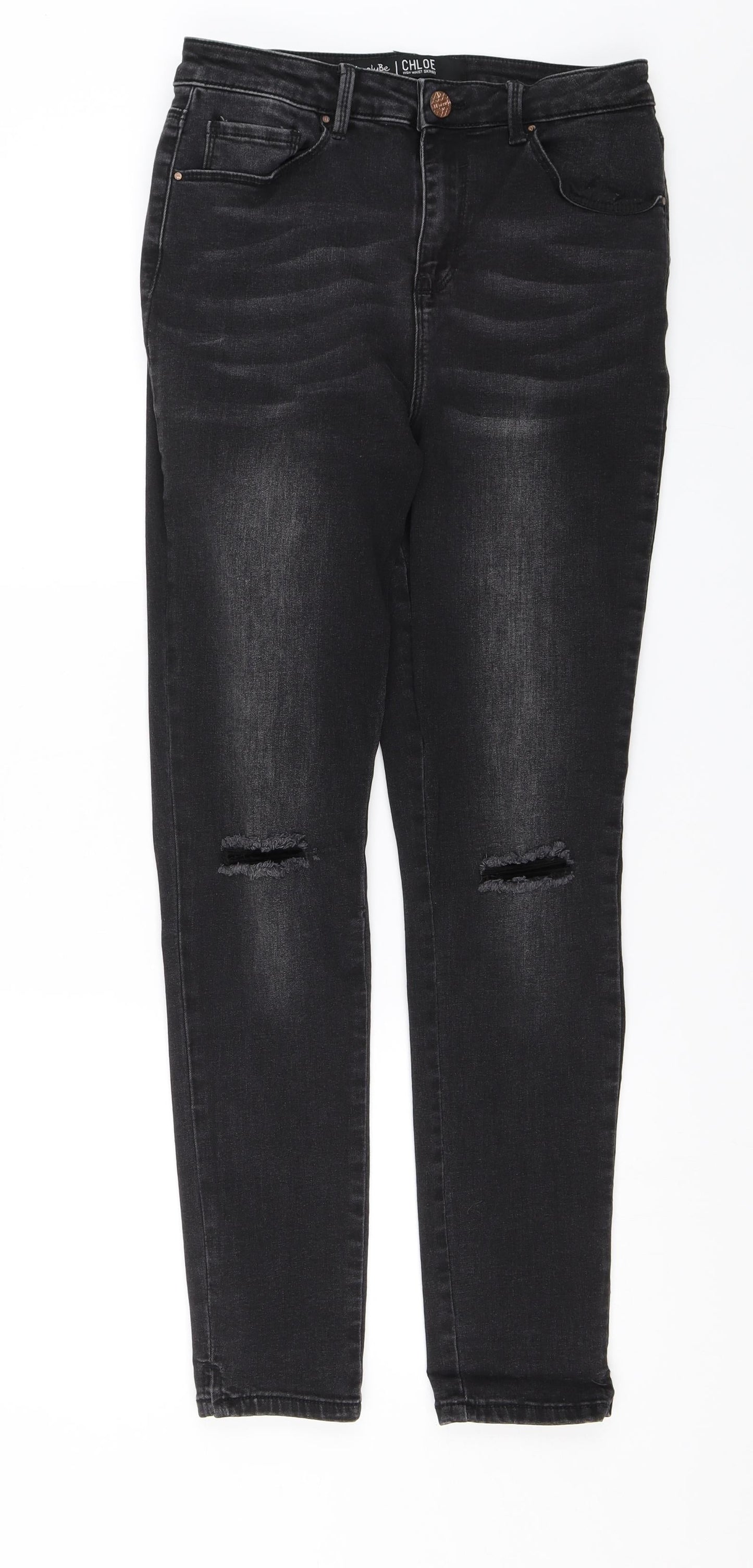 Simply Be Womens Black  Denim Skinny Jeans Size 12 L26 in