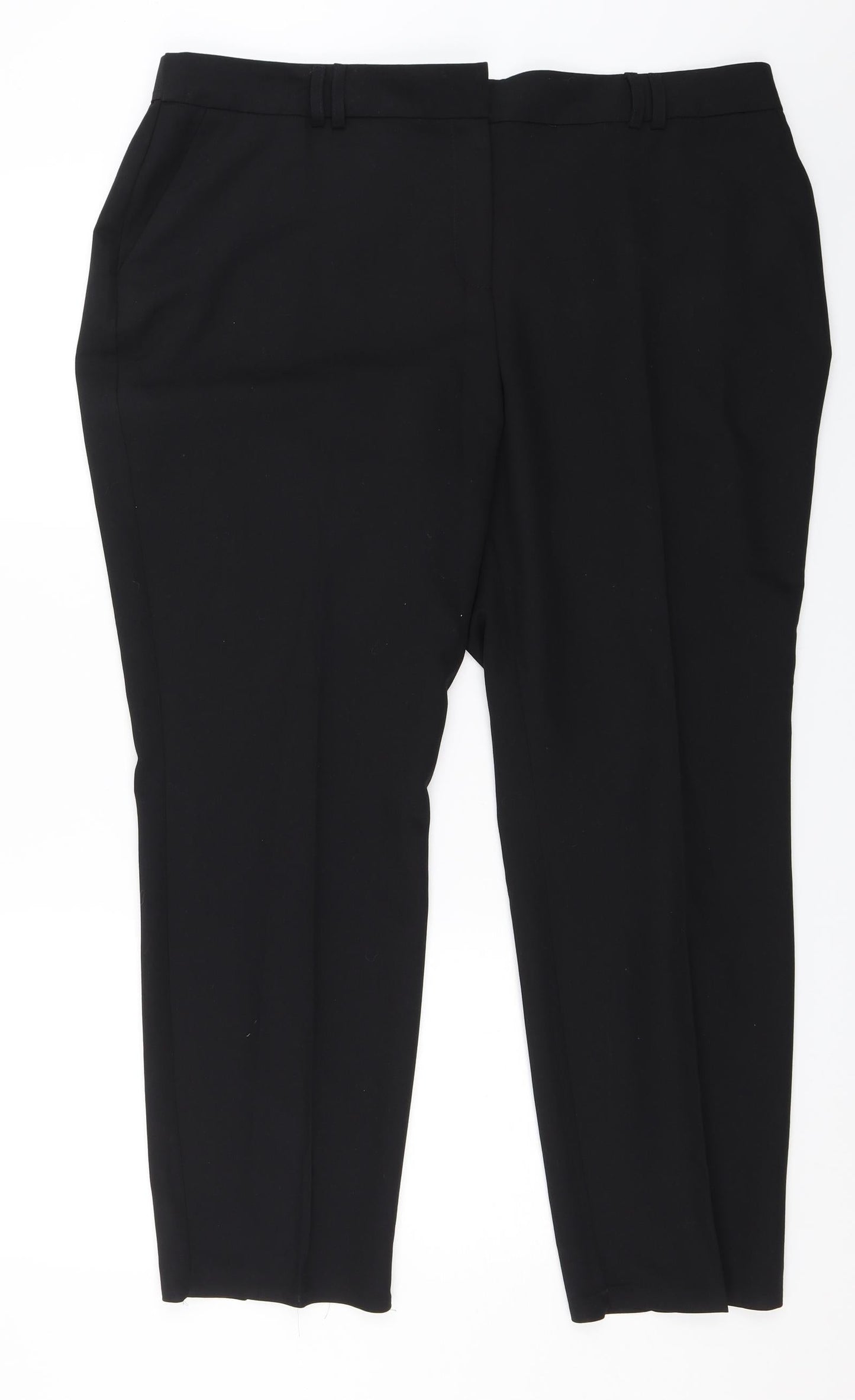 Womens UK Size 18 Preworn Regular Fit Dress Pants Black Trousers