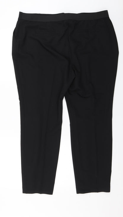 Womens UK Size 18 Preworn Regular Fit Dress Pants Black Trousers