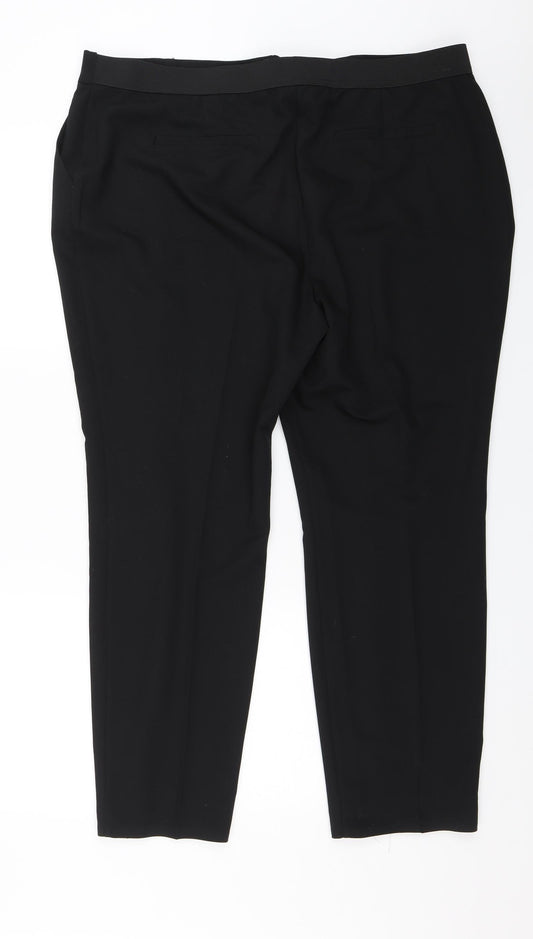 Womens UK Size 18 Preworn Regular Fit Dress Pants Black Trousers