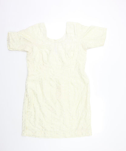 Womens UK Size M Preworn Ivory Tunic Blouse