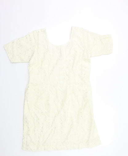 Womens UK Size M Preworn Ivory Tunic Blouse