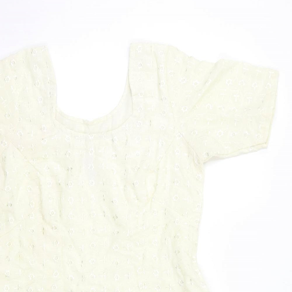 Womens UK Size M Preworn Ivory Tunic Blouse