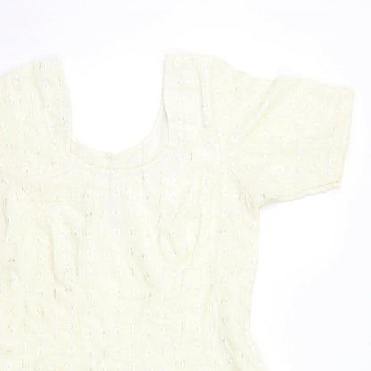 Womens UK Size M Preworn Ivory Tunic Blouse