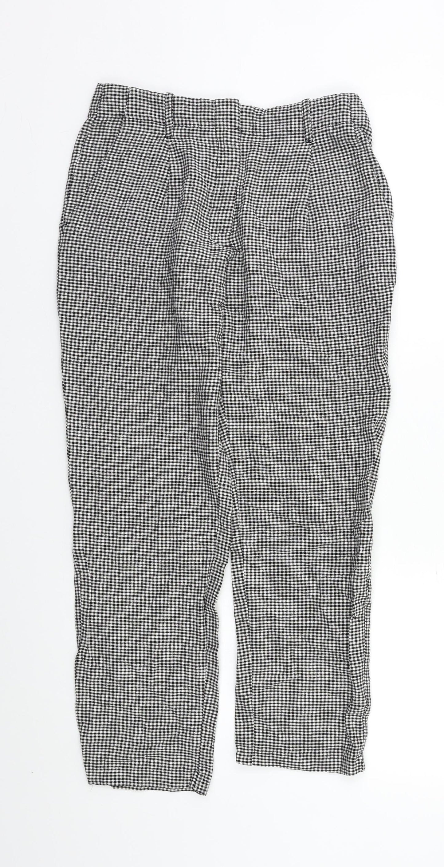 MNG Womens Black Check  Capri Trousers Size 8 L23 in