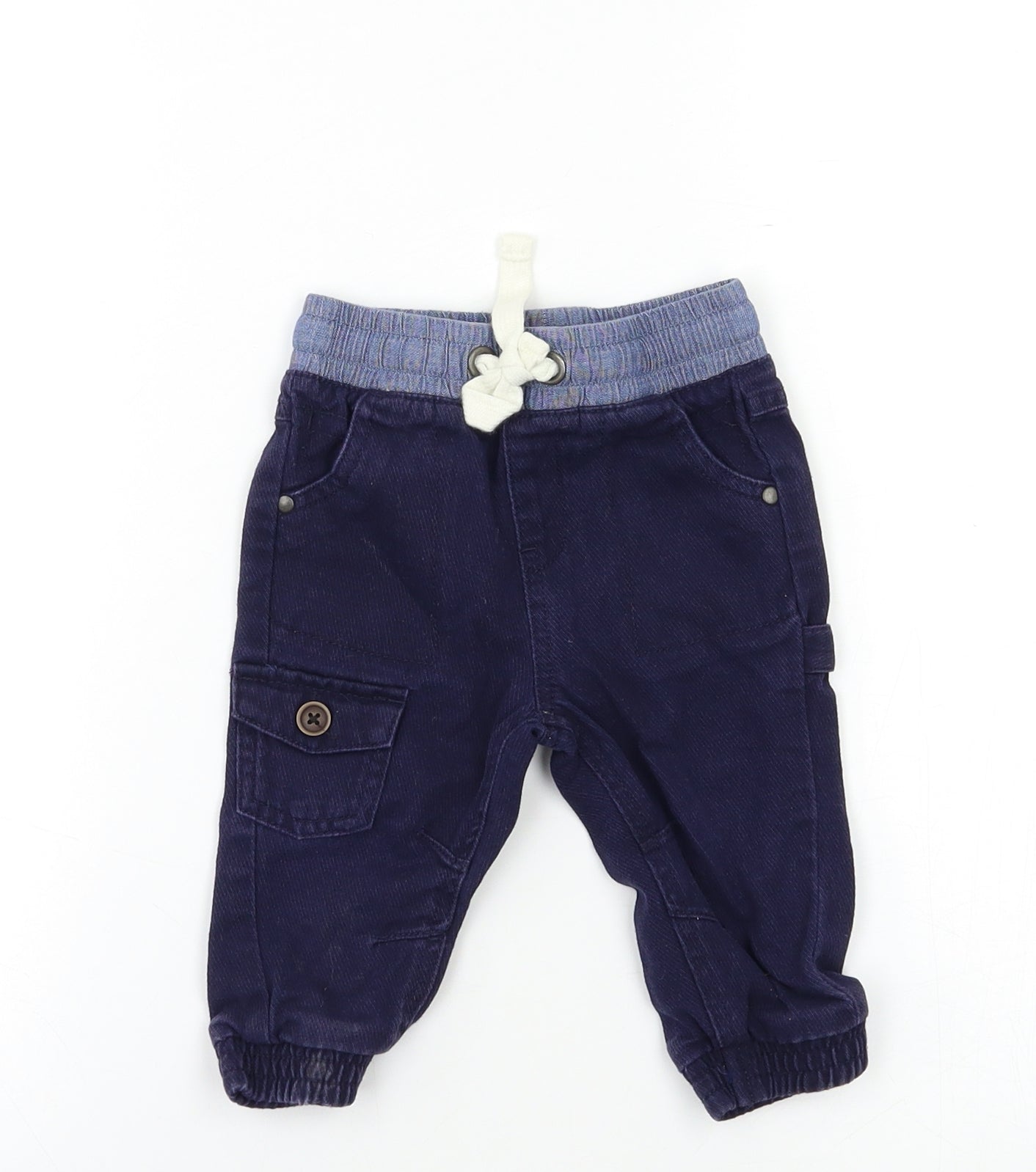 Matalan Baby Blue   Cargo Trousers Size 3-6 Months