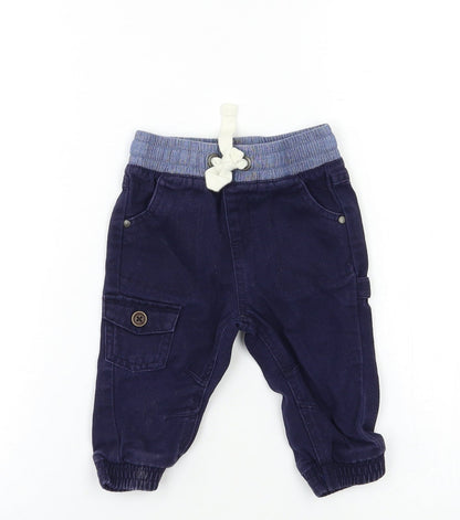 Matalan Baby Blue   Cargo Trousers Size 3-6 Months