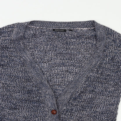 Brave Soul Womens Blue Herringbone  Full Zip Jumper Size S