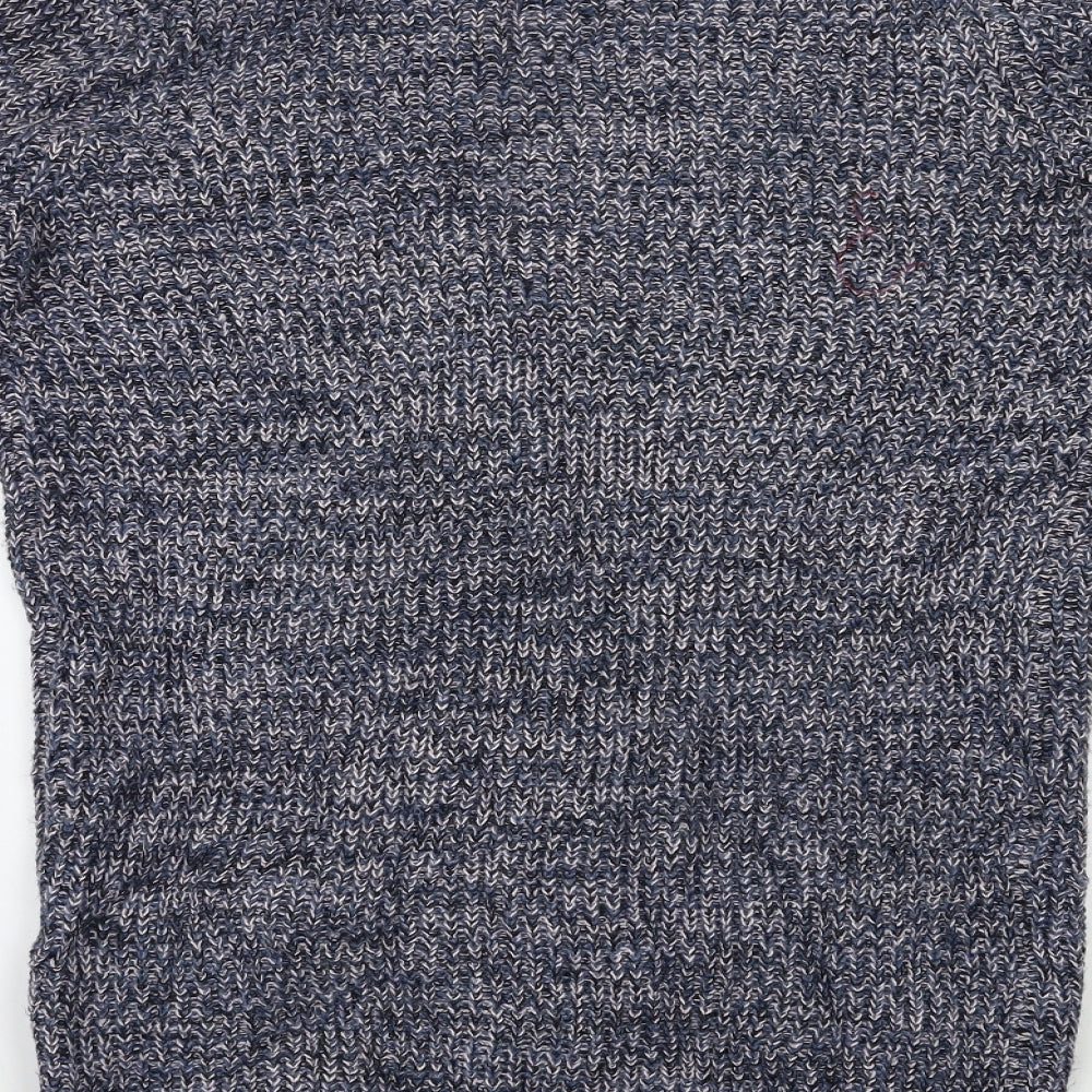 Brave Soul Womens Blue Herringbone  Full Zip Jumper Size S