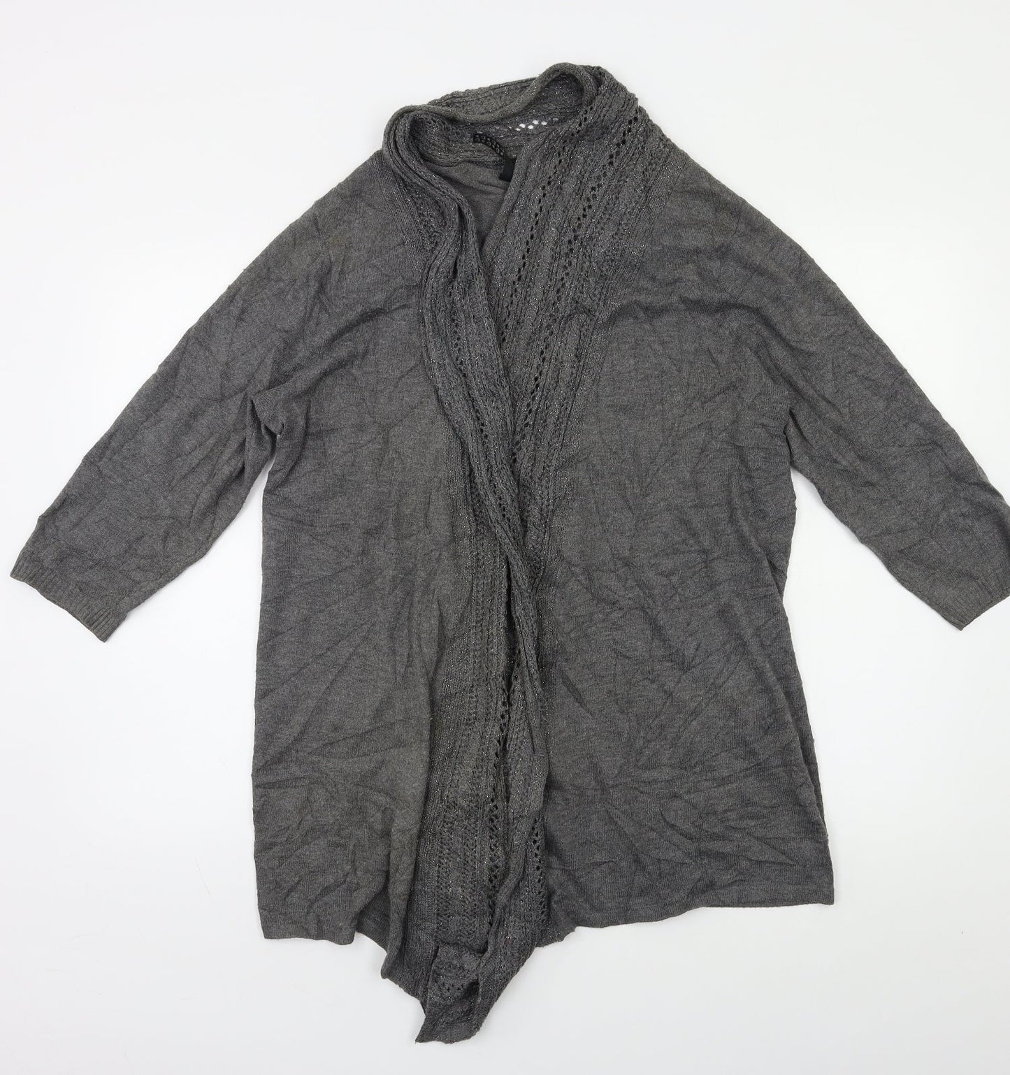 Womens UK Size 16 Preworn Grey Cardigan Jumper