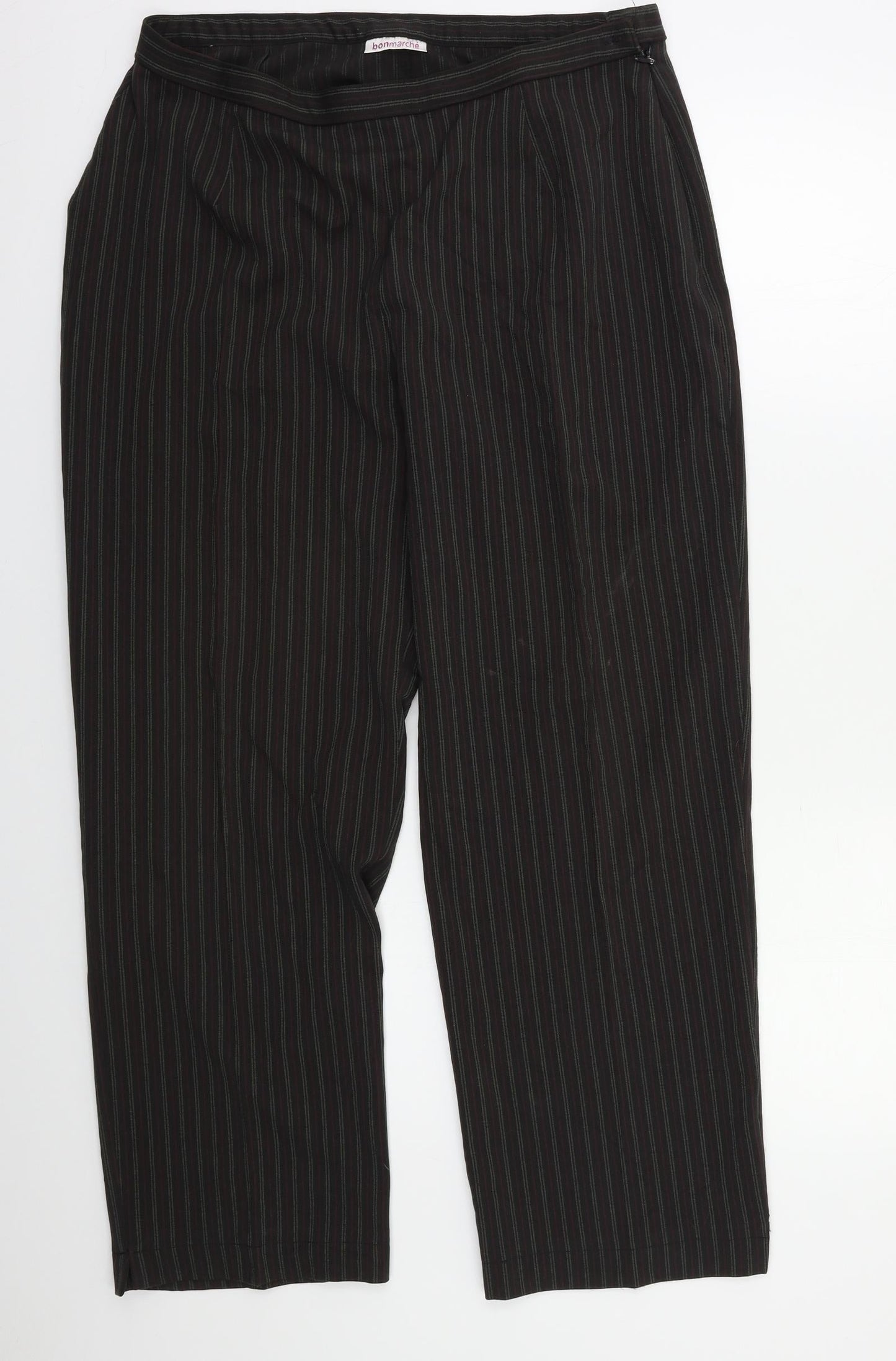 Bonmarché Womens Green Striped  Dress Pants Trousers Size 16 L27 in