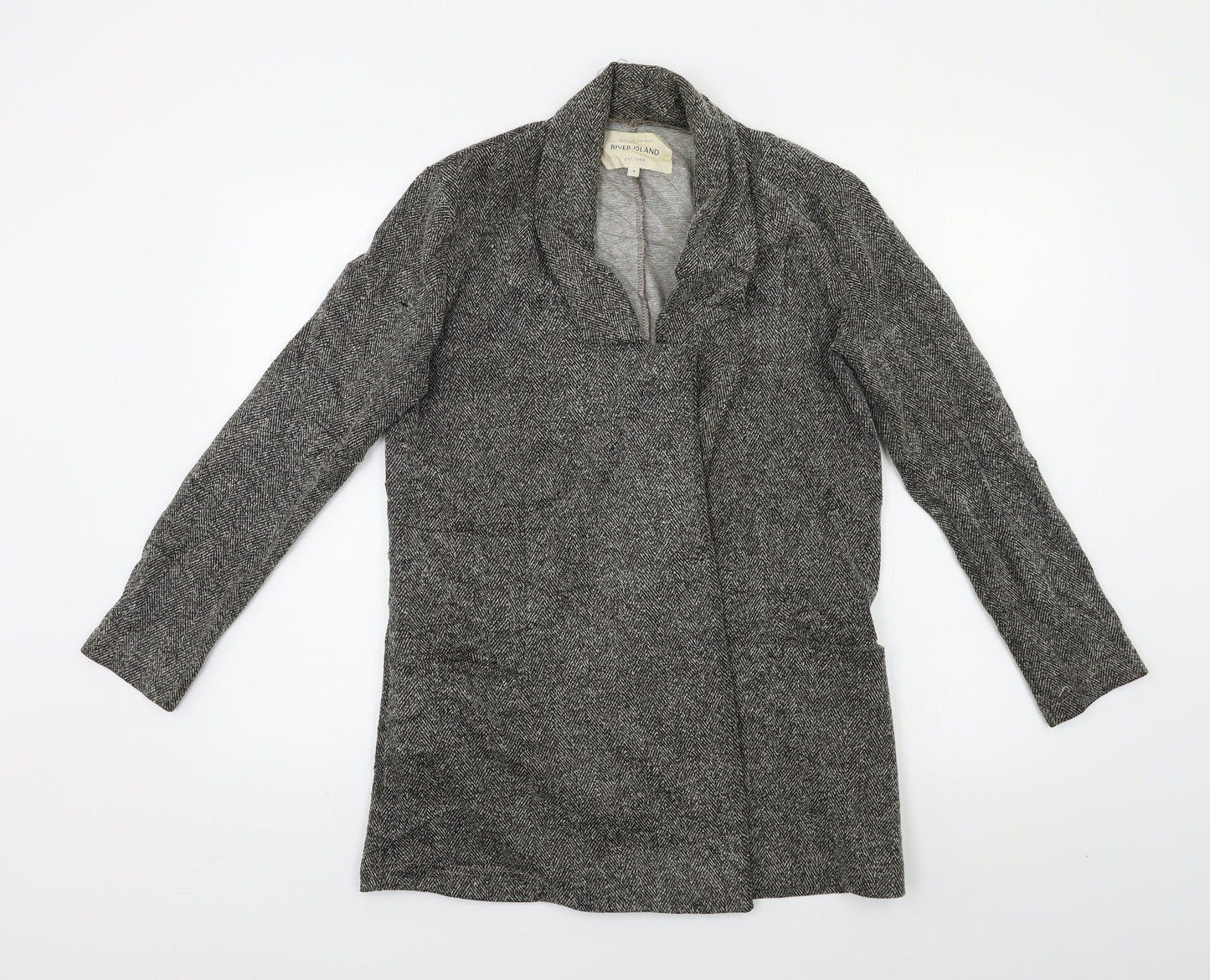 Womens UK Size 8 River Island Grey Overcoat
