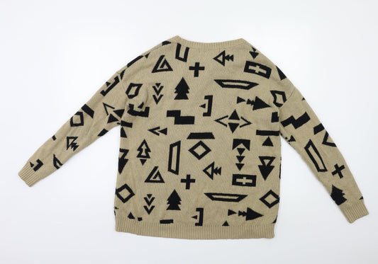 FOREVER 21 Womens Beige Geometric  Pullover Jumper Size S
